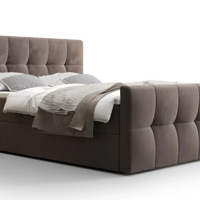 Boxspringová posteľ s úložným priestorom ELIONE COMFORT - 180x200, mliečna čokoláda