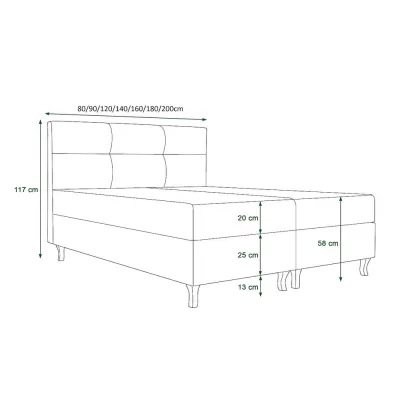 Boxspringová posteľ s úložným priestorom DORINA COMFORT - 180x200, popolavá