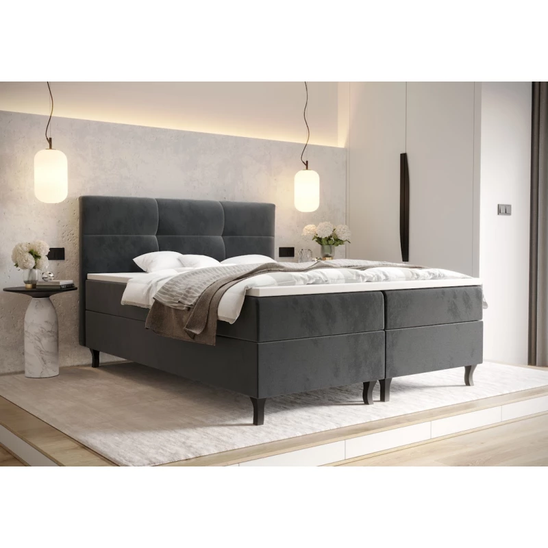 Boxspringová posteľ s úložným priestorom DORINA COMFORT - 160x200, popolavá