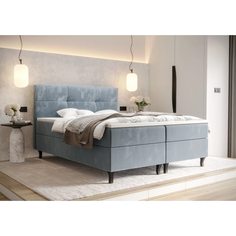 Boxspringová posteľ s úložným priestorom DORINA COMFORT - 160x200, modrá