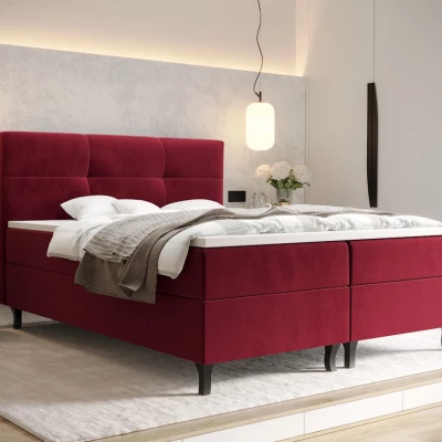 Boxspringová posteľ s úložným priestorom DORINA COMFORT - 160x200, červená