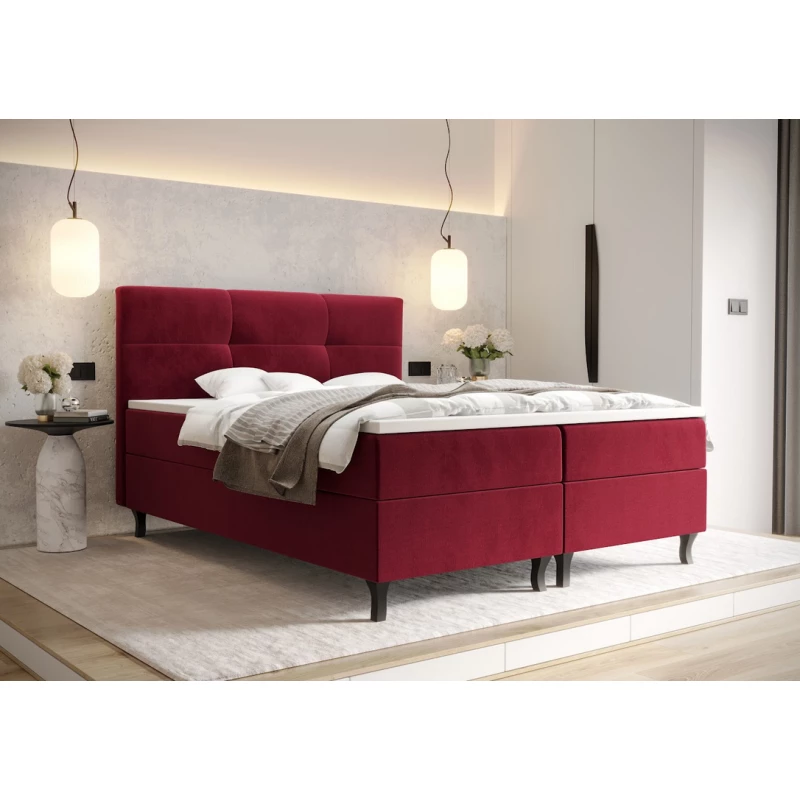 Boxspringová posteľ s úložným priestorom DORINA COMFORT - 160x200, červená