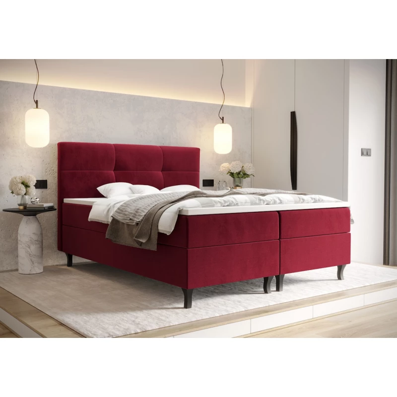 Boxspringová posteľ s úložným priestorom DORINA - 200x200, červená