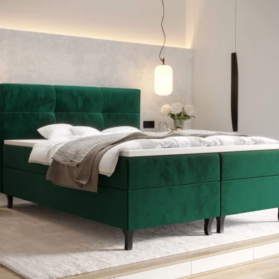 Boxspringová posteľ s úložným priestorom DORINA COMFORT - 200x200, zelená