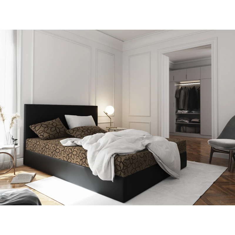 Boxspringová posteľ s úložným priestorom LUDMILA COMFORT - 200x200, hnedá / čierna