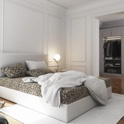 Boxspringová posteľ s úložným priestorom LUDMILA COMFORT - 140x200, béžová / biela