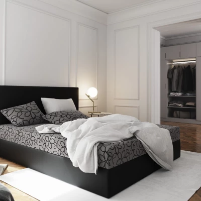 Boxspringová posteľ s úložným priestorom LUDMILA - 200x200, šedá / čierna