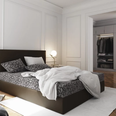 Boxspringová posteľ s úložným priestorom LUDMILA COMFORT - 180x200, šedá / hnedá