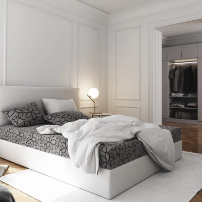 Boxspringová posteľ s úložným priestorom LUDMILA COMFORT - 120x200, šedá / biela