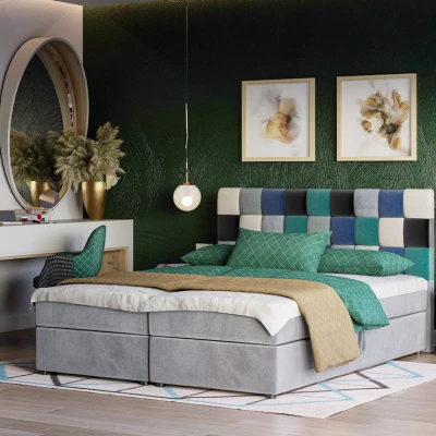 Boxspringová posteľ s úložným priestorom SAVA COMFORT - 200x200, modrá