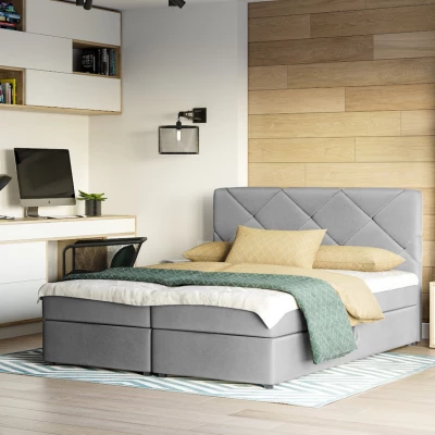 Manželská posteľ s úložným priestorom KATRIN COMFORT - 180x200, svetlo šedá