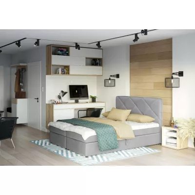 Manželská posteľ s úložným priestorom KATRIN - 200x200, svetlo šedá
