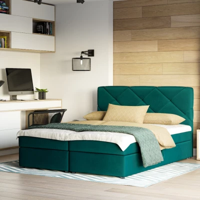 Manželská posteľ s úložným priestorom KATRIN COMFORT - 180x200, tmavo zelená