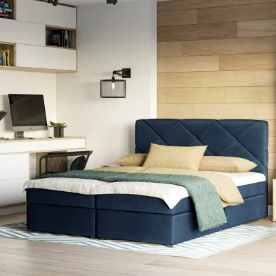Manželská posteľ s úložným priestorom KATRIN COMFORT - 140x200, modrá