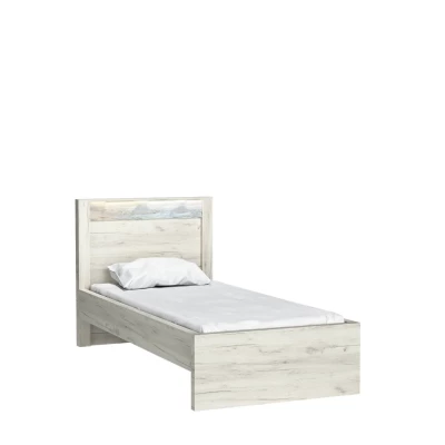 Jednolôžková posteľ BESS - 90x200, dub kraft biely