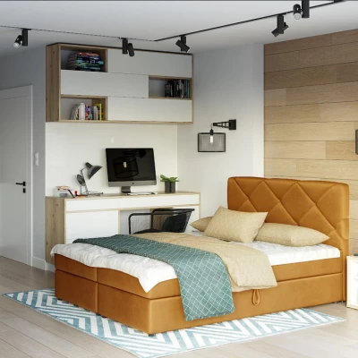 Manželská posteľ s úložným priestorom KATRIN COMFORT - 200x200, horčicová