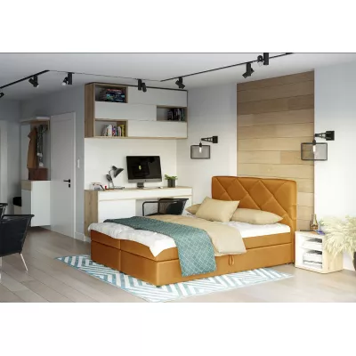 Manželská posteľ s úložným priestorom KATRIN COMFORT - 200x200, horčicová