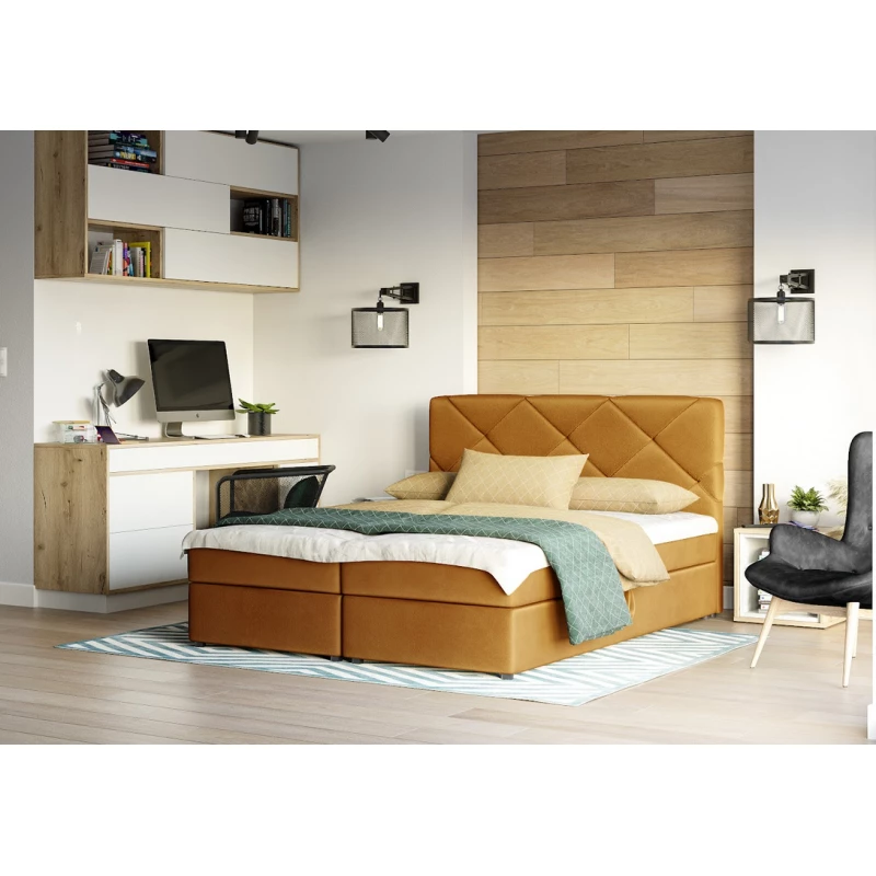 Manželská posteľ s úložným priestorom KATRIN COMFORT - 180x200, horčicová