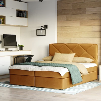 Jednolôžková posteľ s úložným priestorom KATRIN COMFORT - 120x200, horčicová