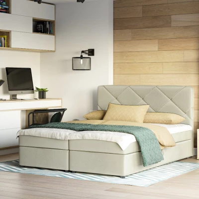 Manželská posteľ s úložným priestorom KATRIN COMFORT - 200x200, béžová