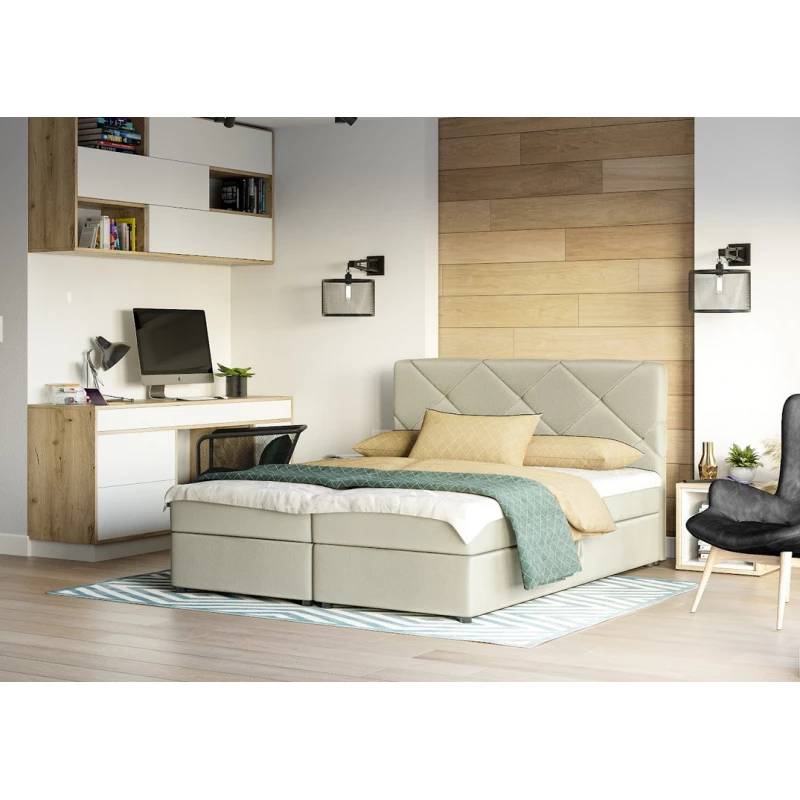 Manželská posteľ s úložným priestorom KATRIN COMFORT - 140x200, béžová