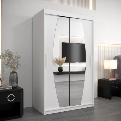 Šatníková skriňa so zrkadlami DARINA - šírka 120 cm, biela