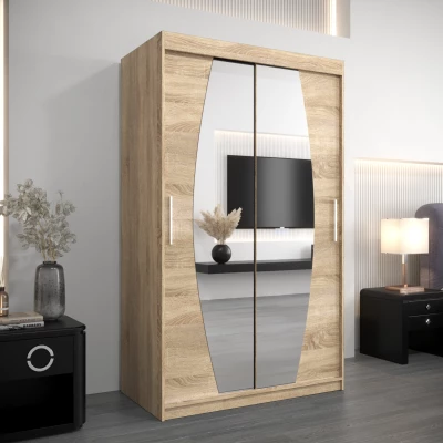 Šatníková skriňa so zrkadlami DARINA - šírka 120 cm, dub sonoma