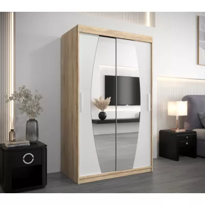 Šatníková skriňa so zrkadlami DARINA - šírka 120 cm, dub sonoma / biela