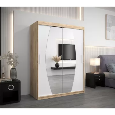 Šatníková skriňa so zrkadlami NIKOLA - šírka 150 cm, dub sonoma / biela