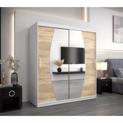 Skriňa s posuvnými dverami DITA - šírka 180 cm, biela / dub sonoma