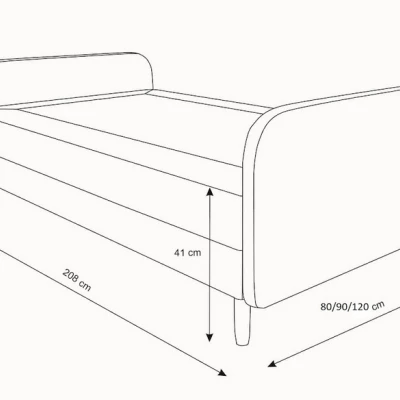 Jednolôžková posteľ s kovovými nôžkami HENRYK COMFORT 3 - 80x200, antracitová