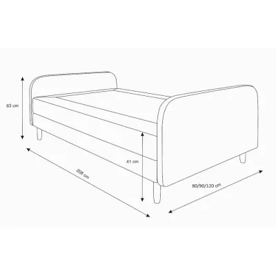 Jednolôžková posteľ s kovovými nôžkami HENRYK COMFORT 3 - 80x200, antracitová