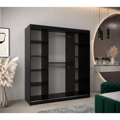 Skriňa s posuvnými dverami DITA - šírka 180 cm, čierna / dub sonoma