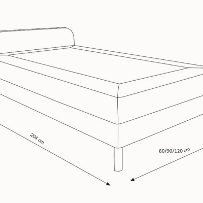 Jednolôžková posteľ s kovovými nôžkami HENRYK COMFORT 2 - 90x200, šedá