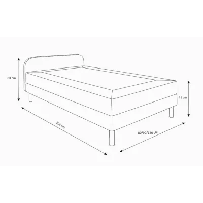 Jednolôžková posteľ s kovovými nôžkami HENRYK COMFORT 2 - 90x200, šedá