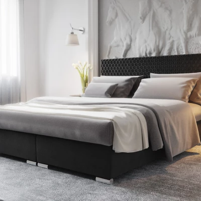 Manželská čalúnená posteľ HENIO COMFORT - 180x200, čierna