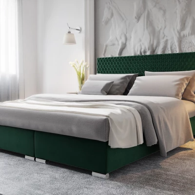 Manželská čalúnená posteľ HENIO COMFORT - 140x200, fľaškovo zelená