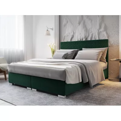 Manželská čalúnená posteľ HENIO COMFORT - 140x200, fľaškovo zelená