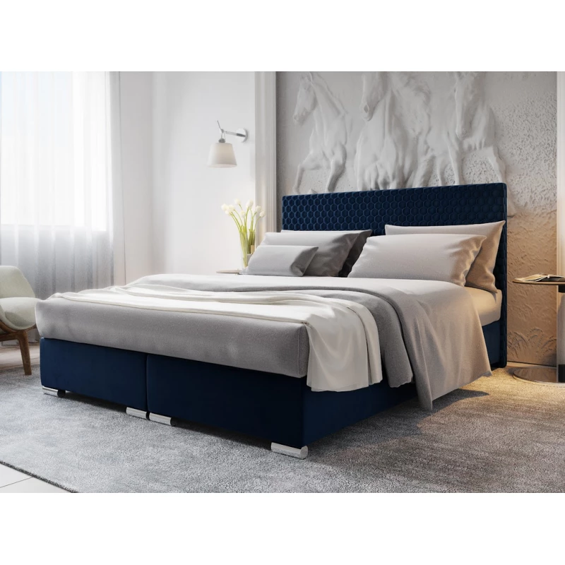 Jednolôžková čalúnená posteľ HENIO COMFORT - 120x200, modrá