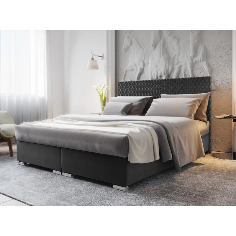 Manželská čalúnená posteľ HENIO - 200x200, svetlo šedá
