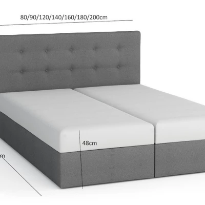 Jednolôžková čalúnená posteľ HENIO COMFORT - 120x200, svetlo šedá