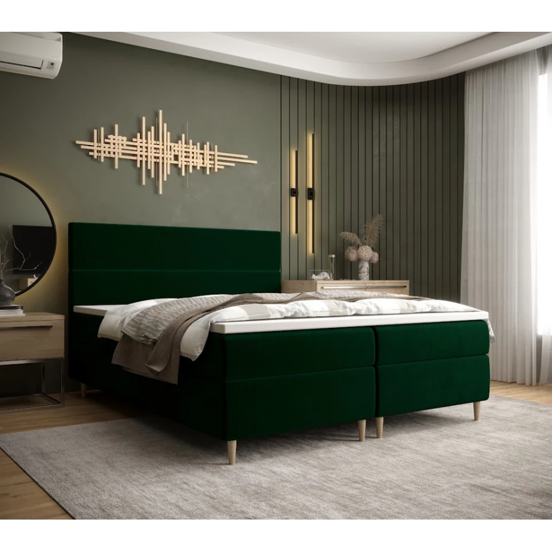 Boxspringová posteľ ANGELES COMFORT - 160x200, tmavo zelená