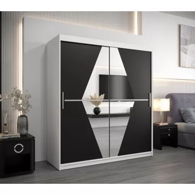 Skriňa s posuvnými dverami SARA - šírka 180 cm, biela / čierna