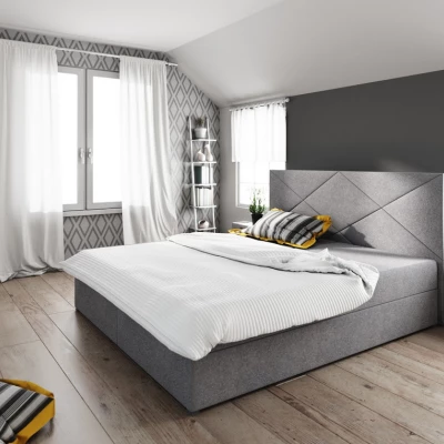 Manželská posteľ s úložným priestorom STIG COMFORT 4 - 200x200, svetlo šedá