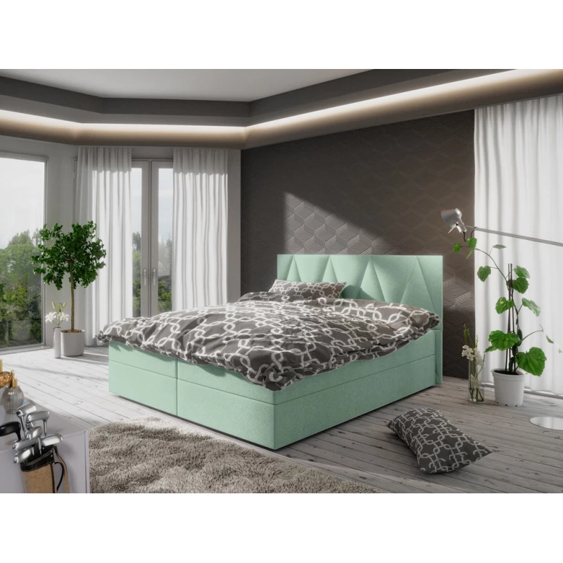 Manželská posteľ s úložným priestorom STIG COMFORT 3 - 180x200, svetlo zelená