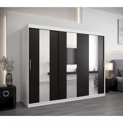 Skriňa s posuvnými dverami DORA - šírka 250 cm, biela / čierna