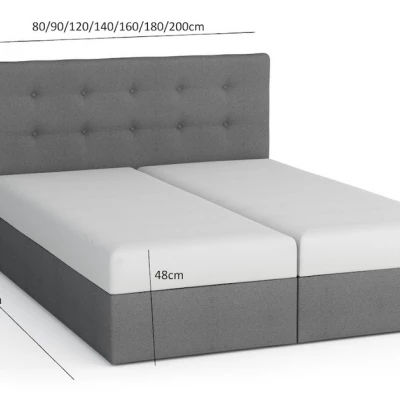 Manželská posteľ s úložným priestorom STIG COMFORT 3 - 200x200, šedá