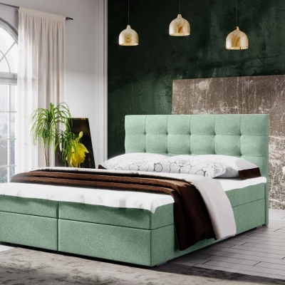 Manželská posteľ s úložným priestorom STIG COMFORT 5 - 180x200, svetlo zelená