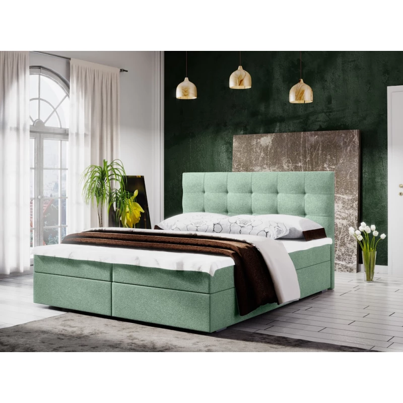 Manželská posteľ s úložným priestorom STIG COMFORT 5 - 160x200, svetlo zelená