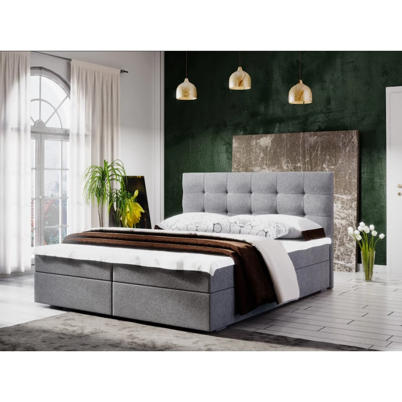 Manželská posteľ s úložným priestorom STIG COMFORT 5 - 200x200, svetlo šedá